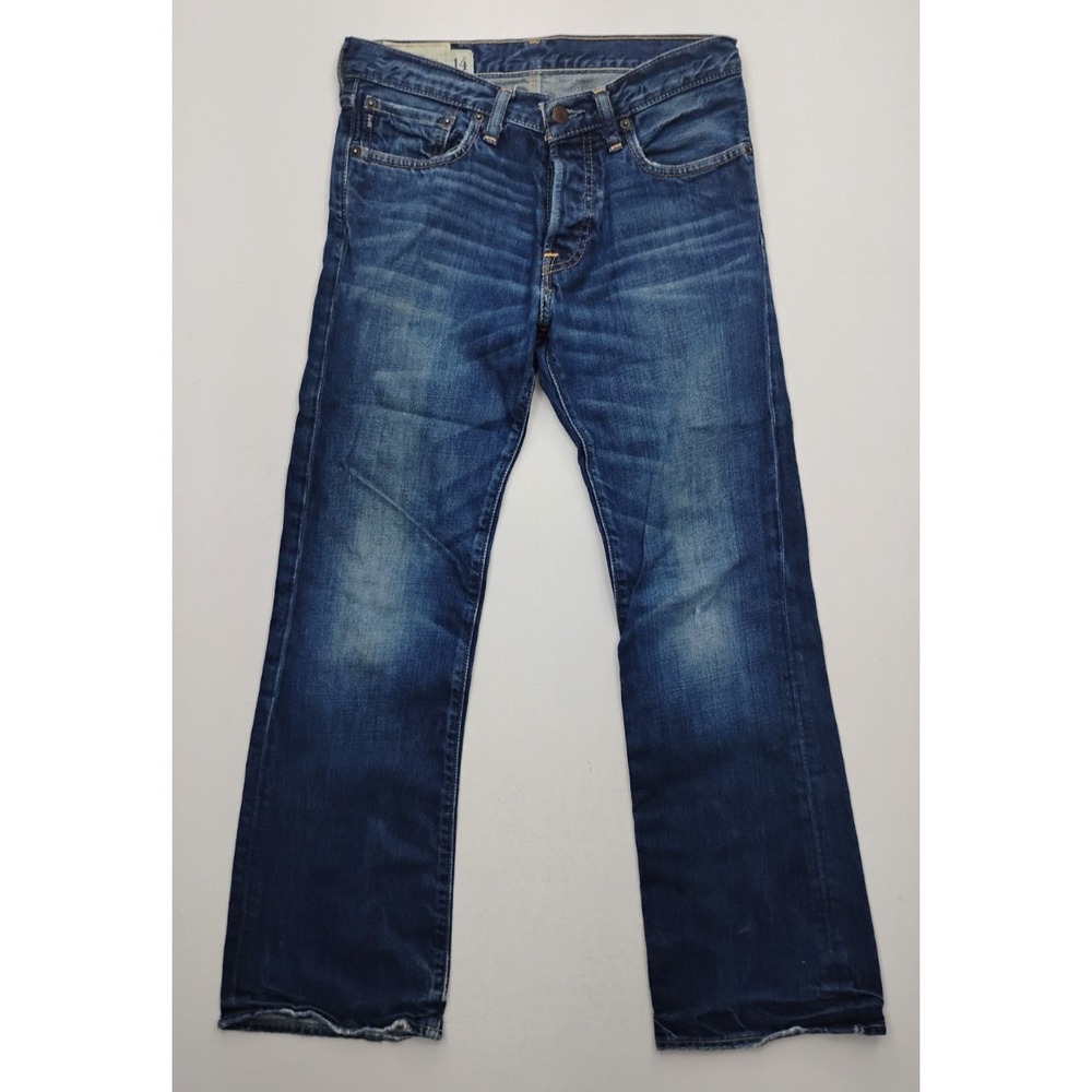 Abercrombie Baxter Low Rise Slim Bootcut Jeans Blue Distressed Size 14